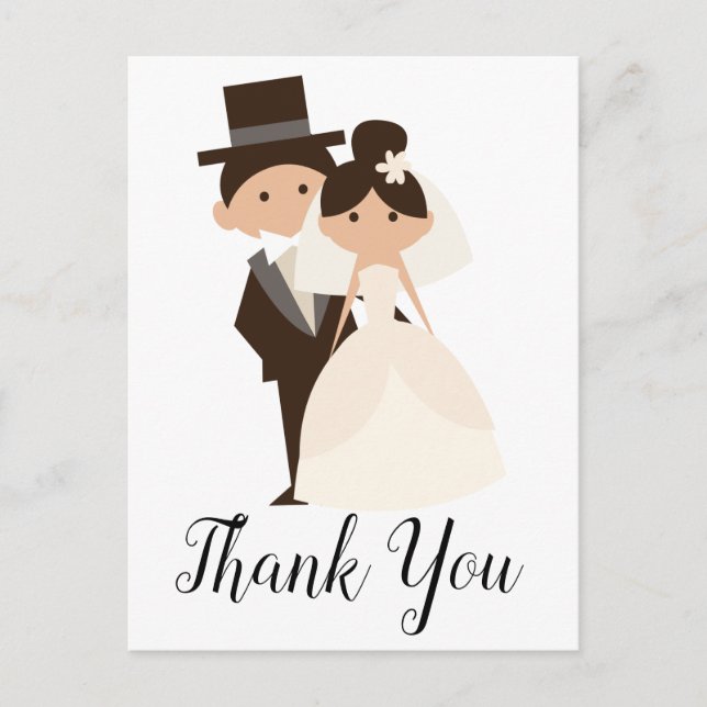 Postal Personalizado Bride y Groom Boda Gracias (Anverso)
