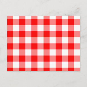 Postal Personalizado Bright Red Gingham
