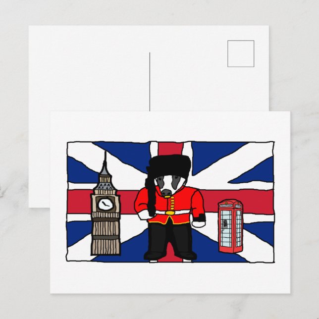 Postal Personalizado británico de Badger con Big Ben y Ba (Anverso / Reverso)