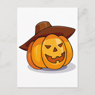 Postal Personalizado calabaza Jack-o-Lantern con Gorra de