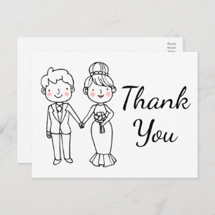 Postal Personalizado caprichosa Bride Groom Boda Gracias