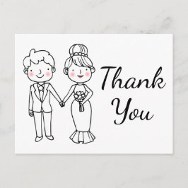 Postal Personalizado caprichosa Bride Groom Boda Gracias