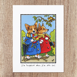 Postal Personalizado caprichosa feliz de perro de Corgi