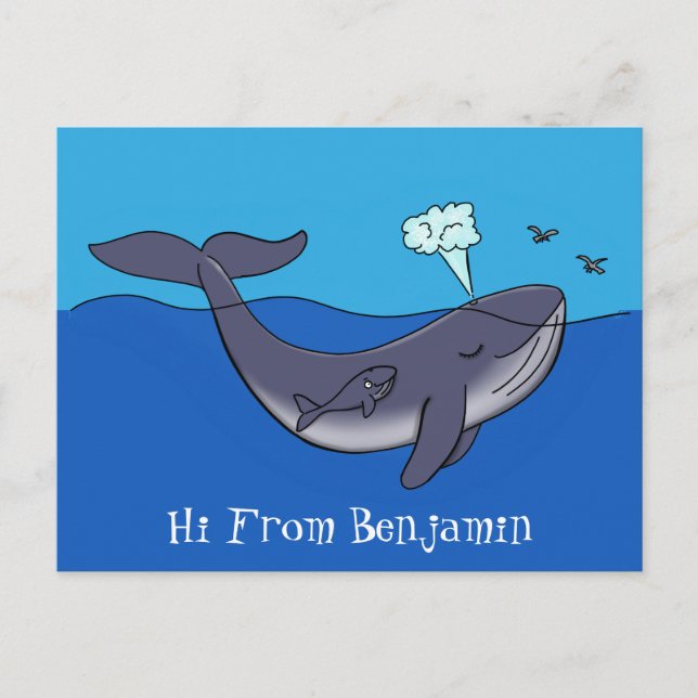 Postal Personalizado caprichoso de ballenas y terneros (Anverso)
