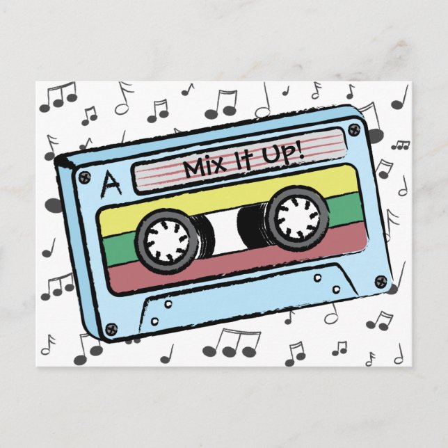 Postal Personalizado Cassette Tape & Music Notes (Mix Up) (Anverso)