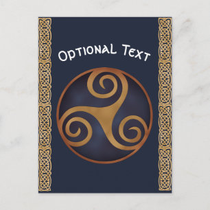 Postal Personalizado Celtic Triskelion (Azul)