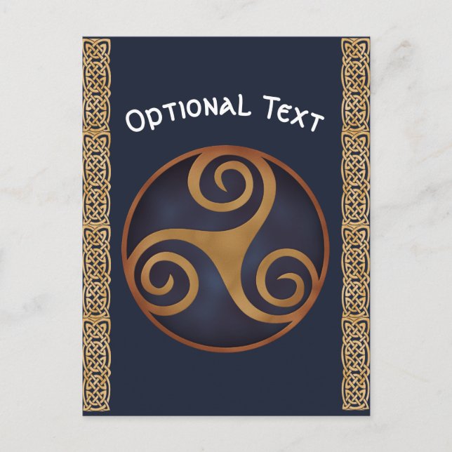 Postal Personalizado Celtic Triskelion (Azul) (Anverso)