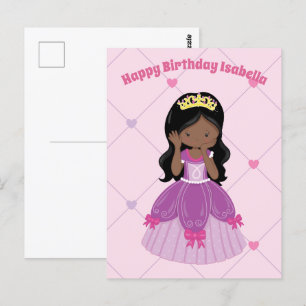 Postal Personalizado Chica de princesa afroamericana