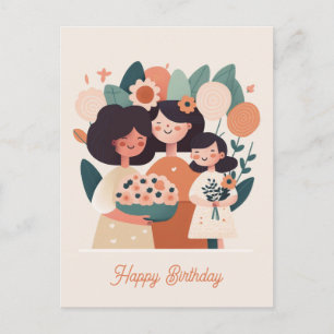 Postal Personalizado , chicas de madres. Cumpleaños
