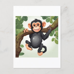 Postal Personalizado chimpancé loco gracioso