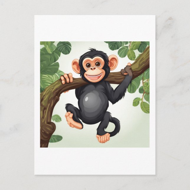 Postal Personalizado chimpancé loco gracioso (Anverso)