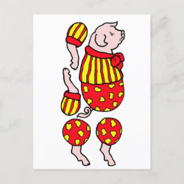 Postal personalizado circo muñeca de papel de cerdo corte