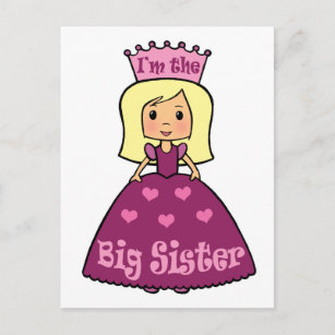 Postal Personalizado Clip Art Cute Gran Hermana Princesa 