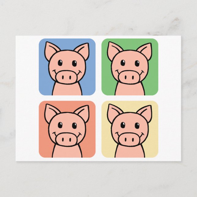 Postal Personalizado Clip Art Riéndose Piggie Piggy Pigs! (Anverso)