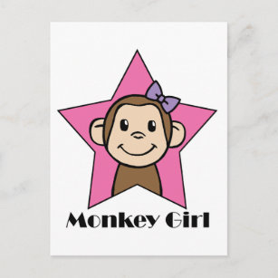 Postal Personalizado Clip Art Sonríe Chica de mono Estrel