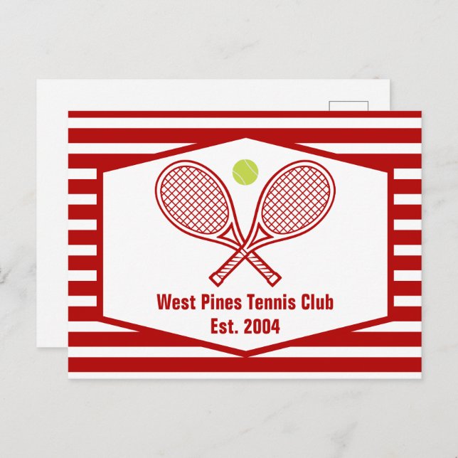 Postal Personalizado Club Campestre de Tenis Red Stried (Anverso / Reverso)