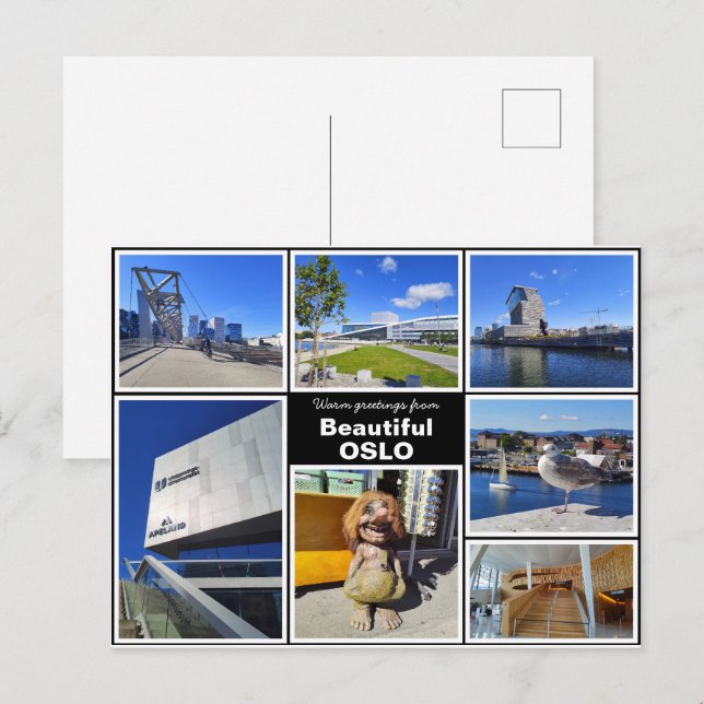 Postal Personalizado, collage de Oslo, Noruega (Anverso / Reverso)