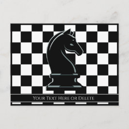 Postal Personalizado Color y Textos Chessboard Black Knig