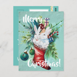 Postal Personalizado Conejo Conejo Xmas Balanceante Parej