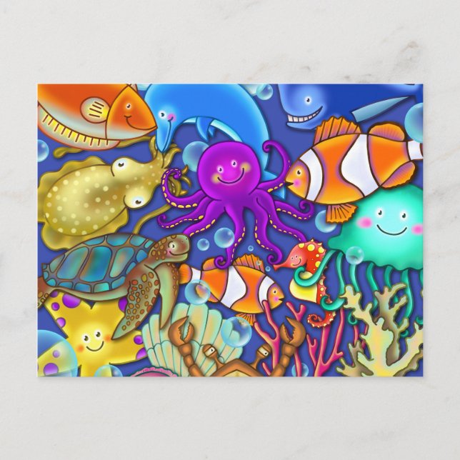 Postal Personalizado Cuidado Subacuático Coral Reef Sea L (Anverso)