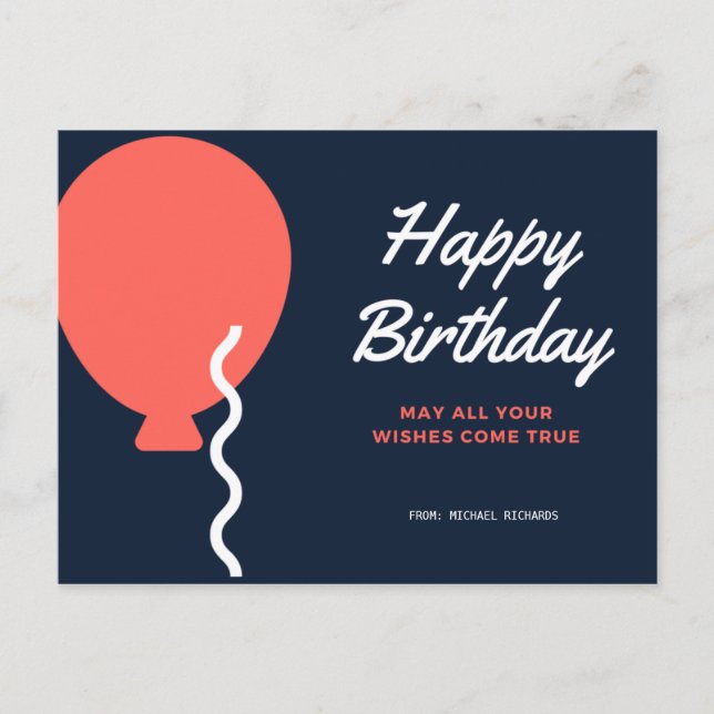Postal Personalizado - Cumpleaños con Globos (Anverso)