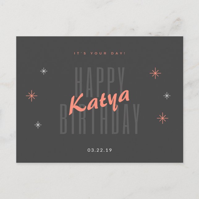 Postal Personalizado - Cumpleaños moderno (Anverso)