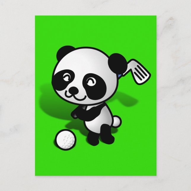 Postal Personalizado Cute Baby Panda Bear Golf (Anverso)