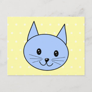 Postal Personalizado Cute Blue Cat