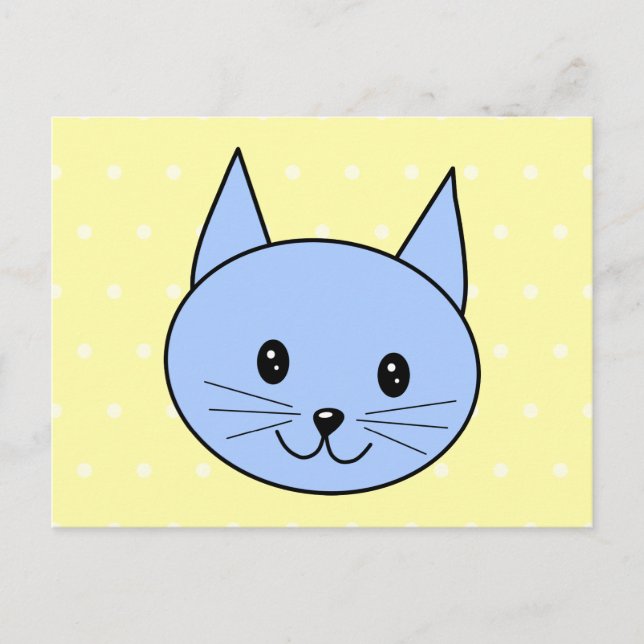 Postal Personalizado Cute Blue Cat (Anverso)