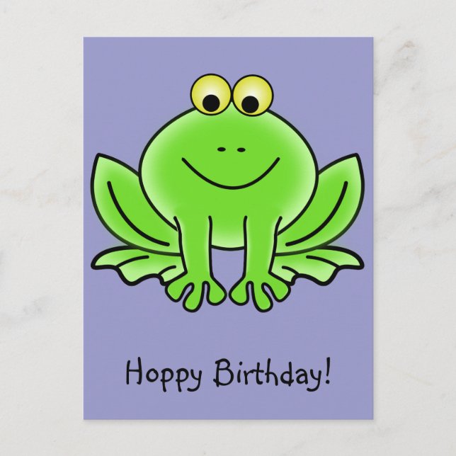Postal Personalizado Cute Frog Hoppy Birthday Gracioso Sa (Anverso)