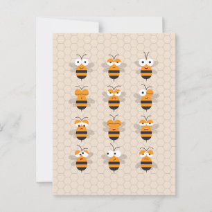 Postal Personalizado Cute Funny Honey Bee Honeycomb