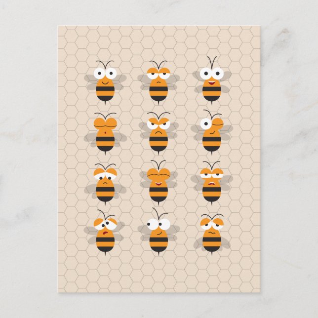 Postal Personalizado Cute Funny Honey Bee Honeycomb (Anverso)