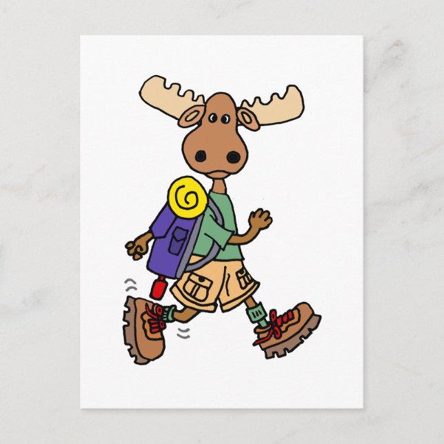 Postal Personalizado Cute Moose Hiker (Anverso)
