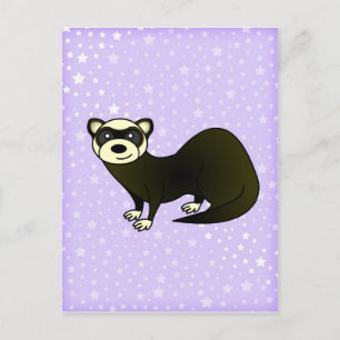 Postal Personalizado Cute Sable Ferret Purple Star