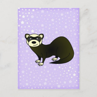 Postal Personalizado Cute Sable Ferret Purple Star