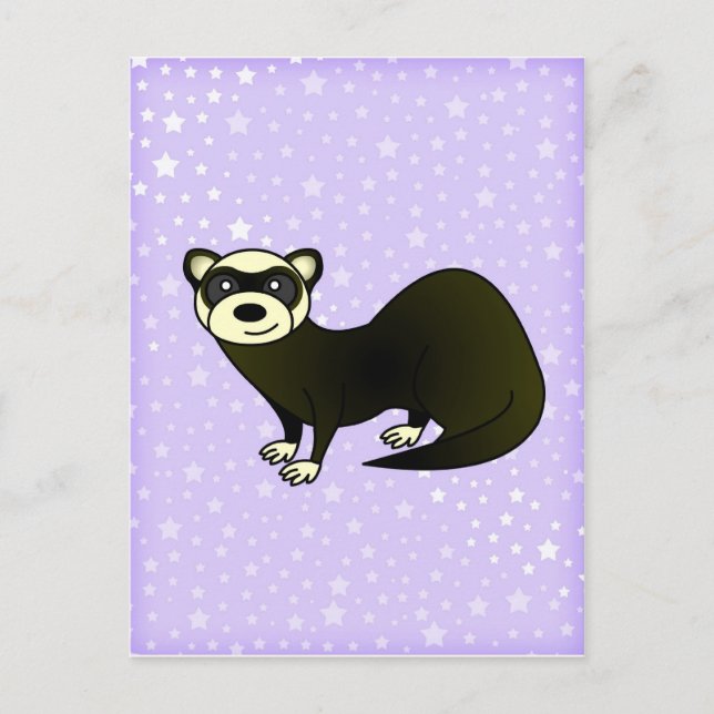 Postal Personalizado Cute Sable Ferret Purple Star (Anverso)