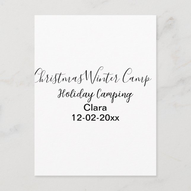 Postal Personalizado de acampada de vacaciones de inviern (Anverso)