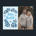Postal Personalizado de acuarela botánica feliz Hanukkah<br><div class="desc">¡Dulce dibujo para desear a alguien feliz hanukkah! Haga clic en "editar usando la herramienta de diseño" para añadir su propia foto y texto. También disponible como tarjeta de saludo, tarjeta de foto o descarga digital para enviar instantáneamente por correo electrónico o mensaje de texto. Revisa mi tienda para más...</div>