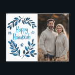 Postal Personalizado de acuarela botánica feliz Hanukkah<br><div class="desc">¡Dulce dibujo para desear a alguien feliz hanukkah! Haga clic en "editar usando la herramienta de diseño" para añadir su propia foto y texto. También disponible como tarjeta de saludo, tarjeta de foto o descarga digital para enviar instantáneamente por correo electrónico o mensaje de texto. Revisa mi tienda para más...</div>