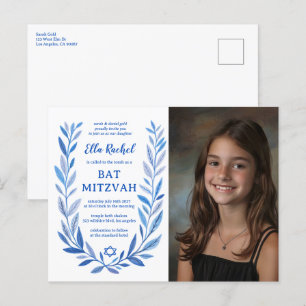 Postal Personalizado de acuarela botánica FOTO Bat Bar Mi