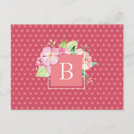 Postal Personalizado de acuarela floral puntos rosados in