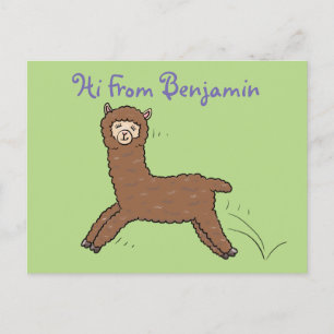 Postal Personalizado de alpaca marrón feliz