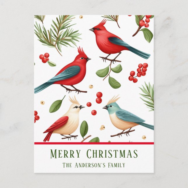 Postal Personalizado de Aves y Berias navidades (Anverso)