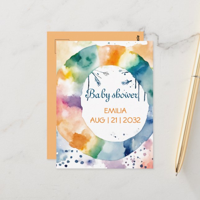 Postal Personalizado de Baby Shower de Cute BOHO (Anverso/Reverso In Situ)