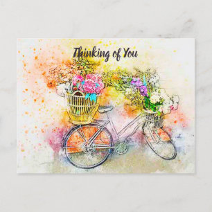 Postal Personalizado de bicicletas y flores