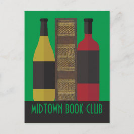 Postal Personalizado de Book Club con libro y vino