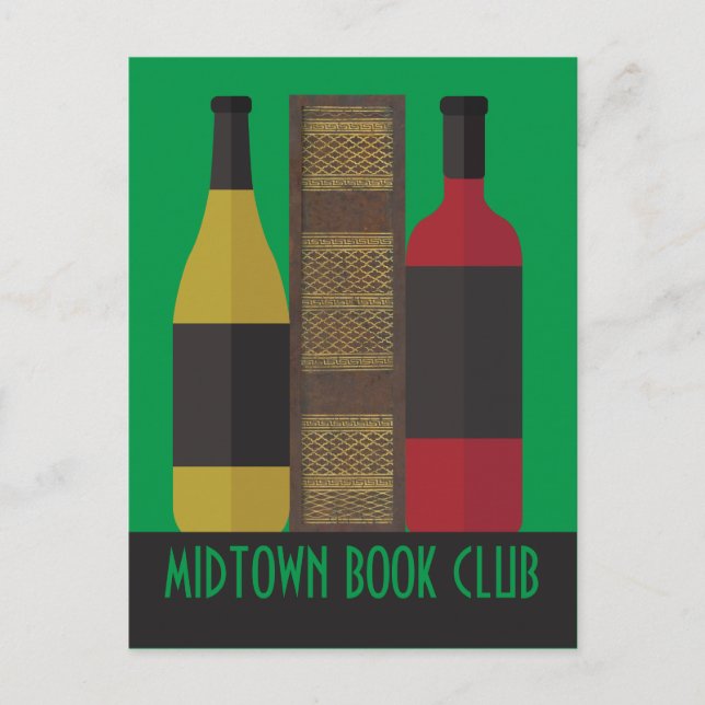 Postal Personalizado de Book Club con libro y vino (Anverso)