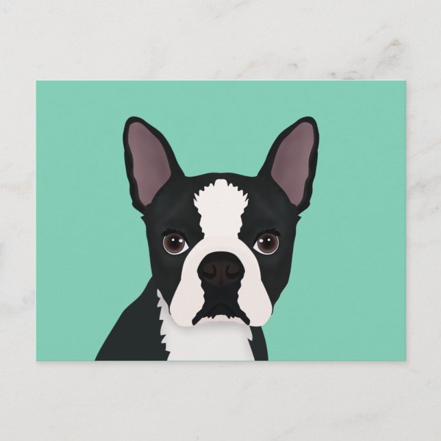 Postal personalizado de boston terrier (Anverso)