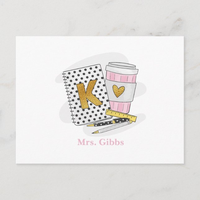 Postal Personalizado de café de agradecimiento a los prof (Anverso)