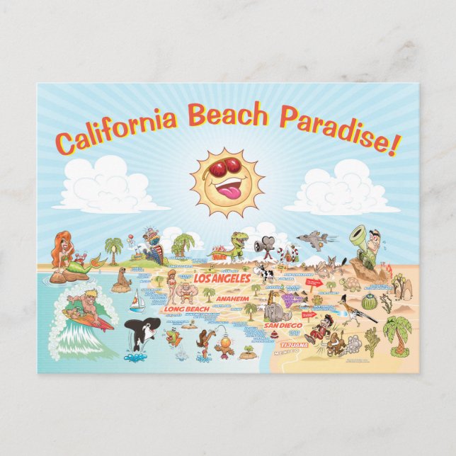 Postal Personalizado de California Beach Paradise (Anverso)